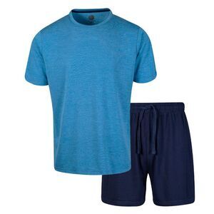 Light And Shade Mens Crew Neck Short Pyjama Set / Blue/Navy Blue